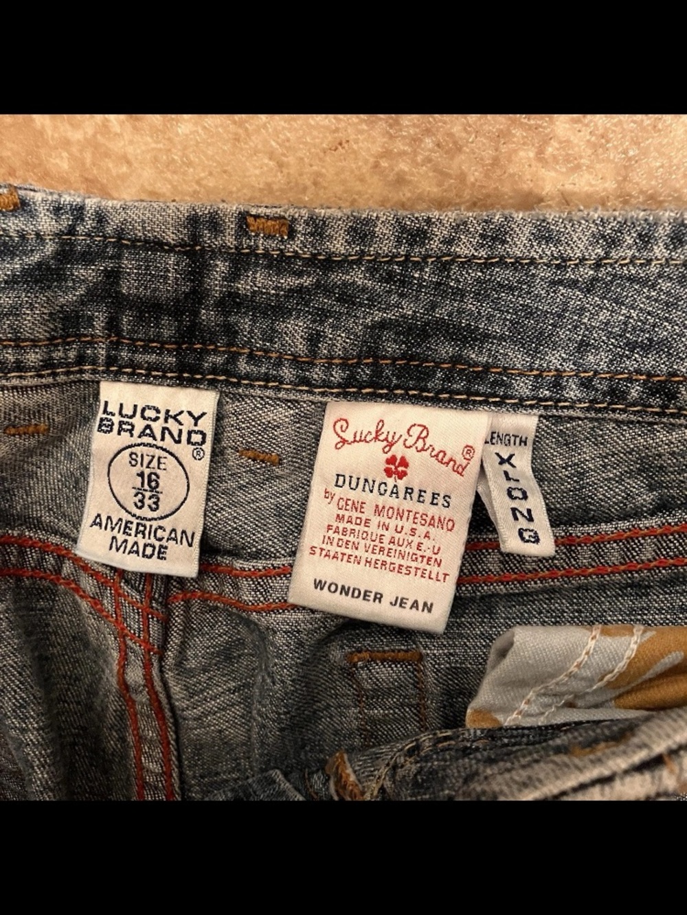 Lucky Brand Wonder Jean USA Made Long Flare Dungarees - Picture 3 of 7